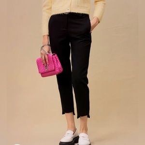 Size 34 MAJE BLACK STRAIGHT DRESS PANTS WITH BELT